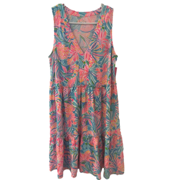 Lilly Pulitzer Dresses & Skirts - Lily Pulitzer Lorina V- Neck Dress Multi Tropical Punch Size M NWT